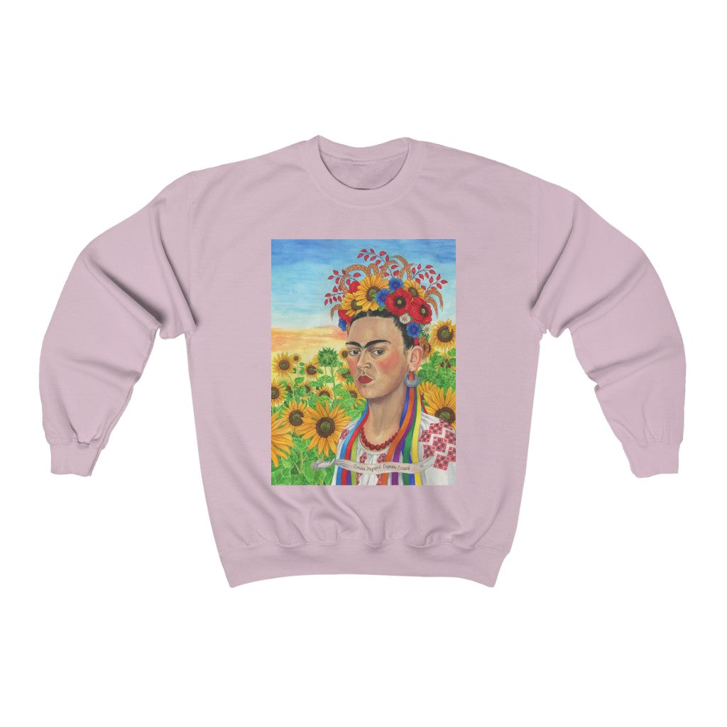 Ukrainian Sweatshirt featuring Frida Kahlo. Gift for Ukrainian woman, wife, girlfriend, mother, baba