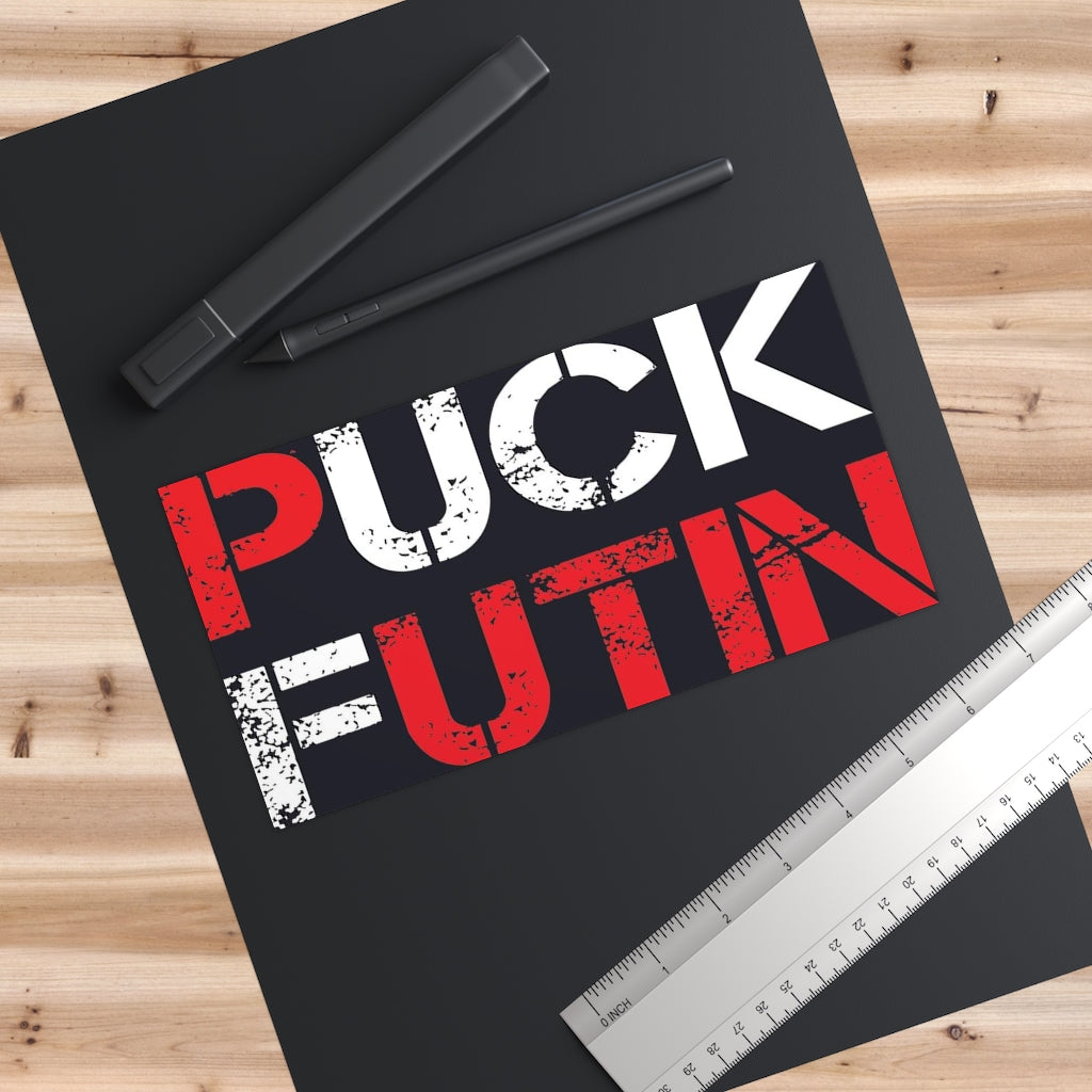 Puck Futin Bumper Sticker. F**k Putin car sticker. Anti Putin outdoor sticker.