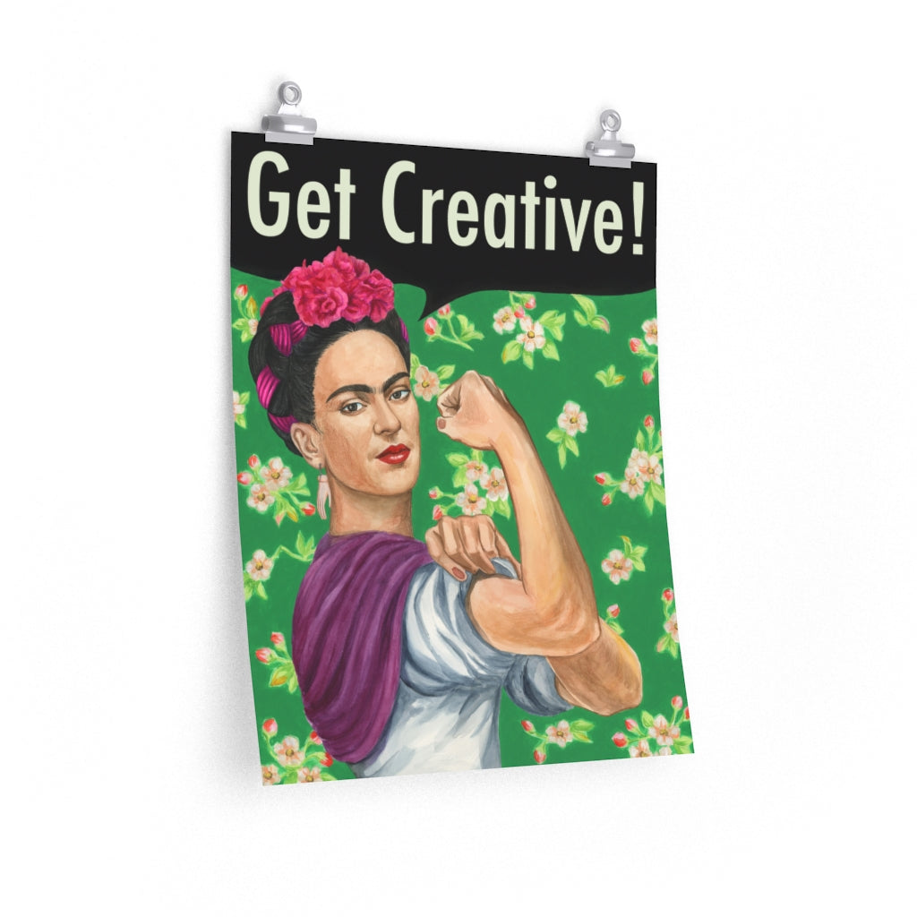 Frida Kahlo poster. Frida as Rosie the Riveter wall decor.