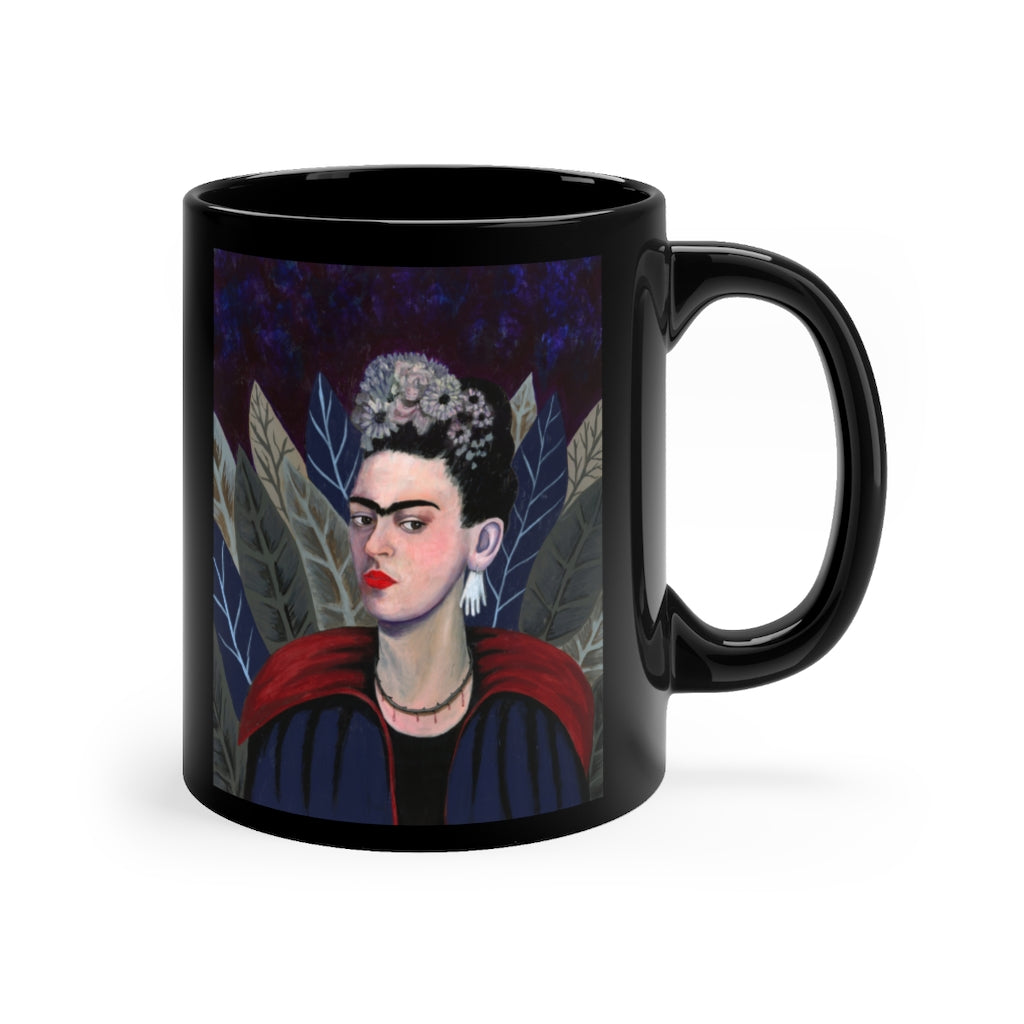 Frida Kahlo Vampire Goth Black mug. Halloween coffee mug