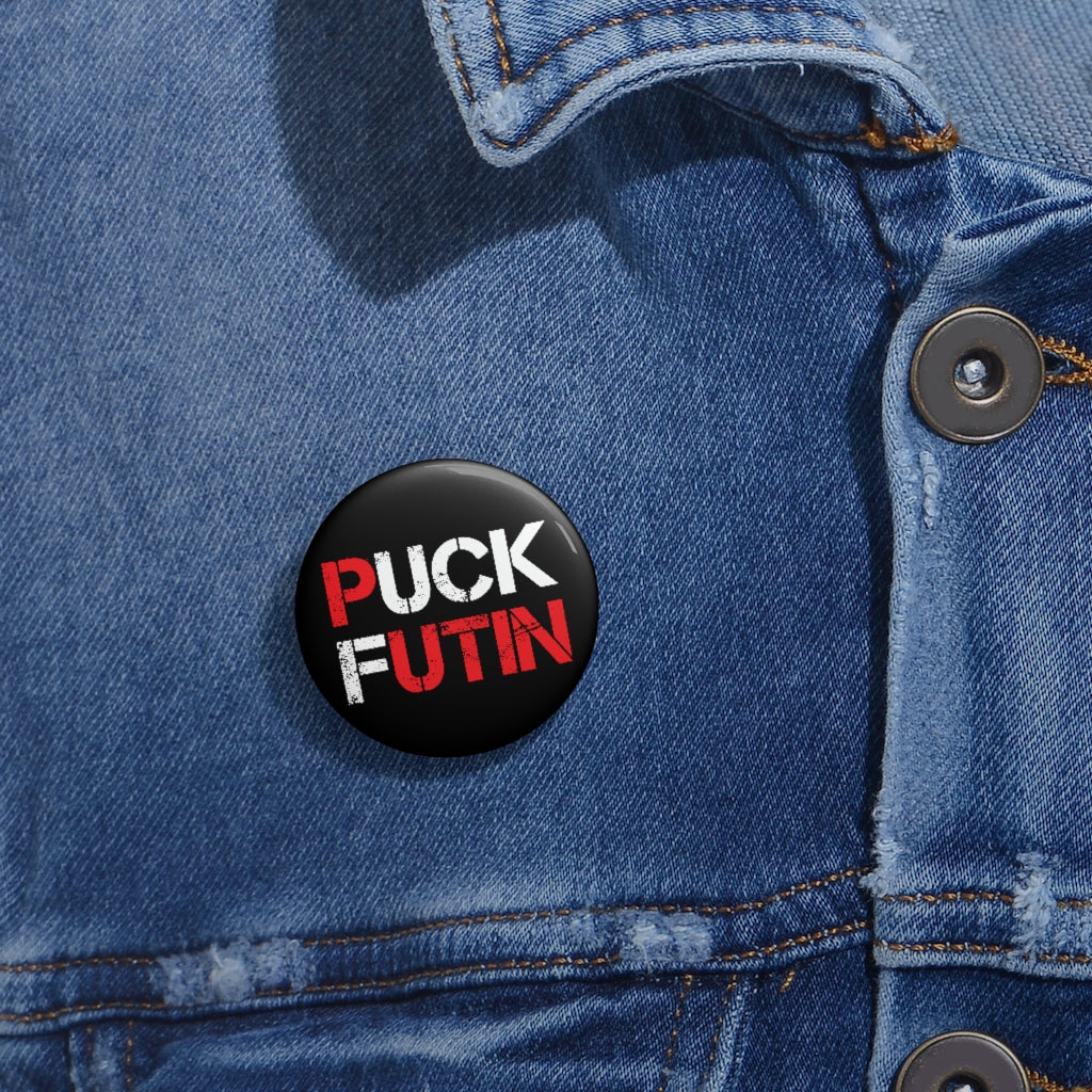 Puck Futin (F**k Putin) Pin Button. Stand with Ukraine. Support Ukraine button