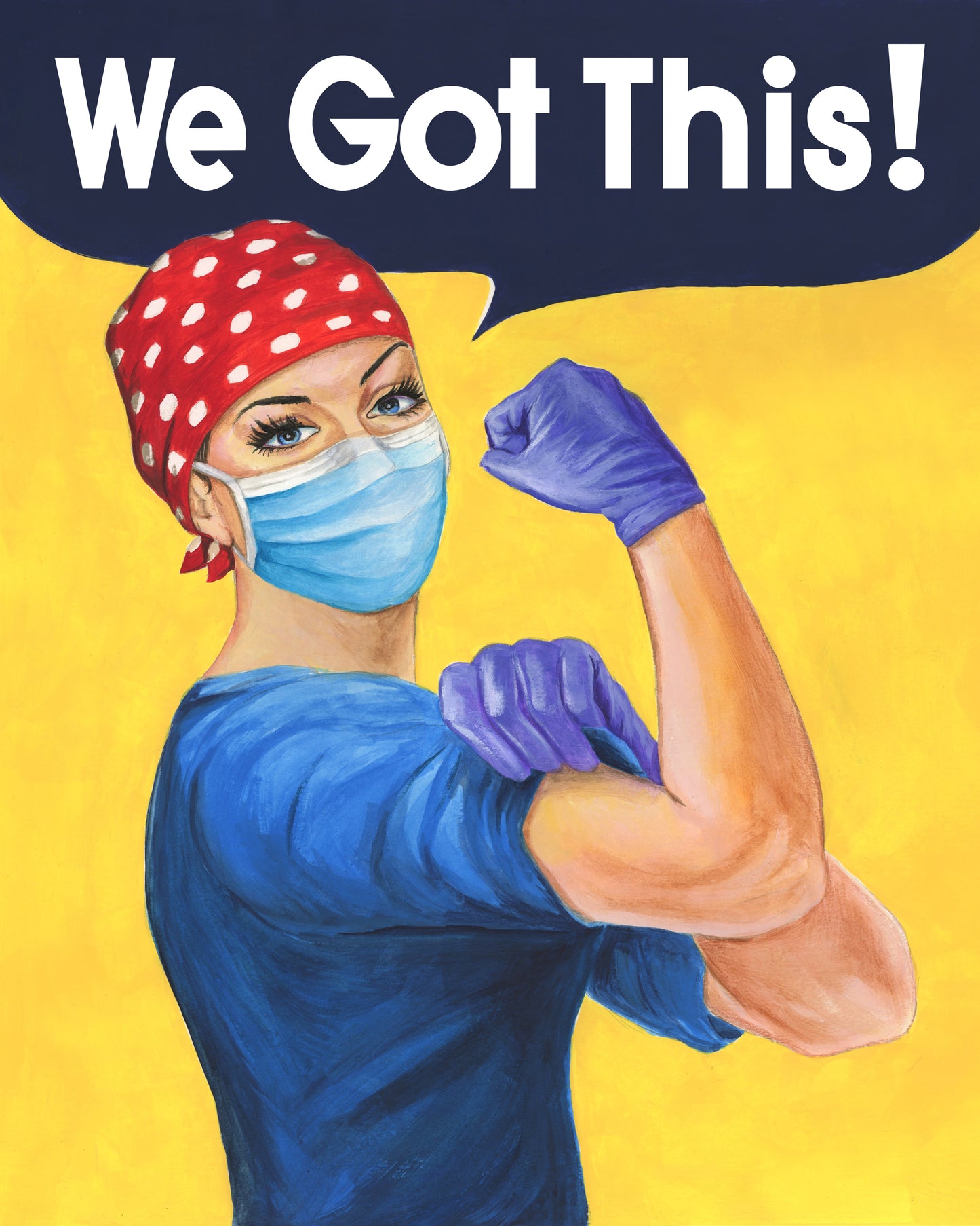 Rosie the Riveter as Strong nurse flexing her muscles Premium Matte vertical posters