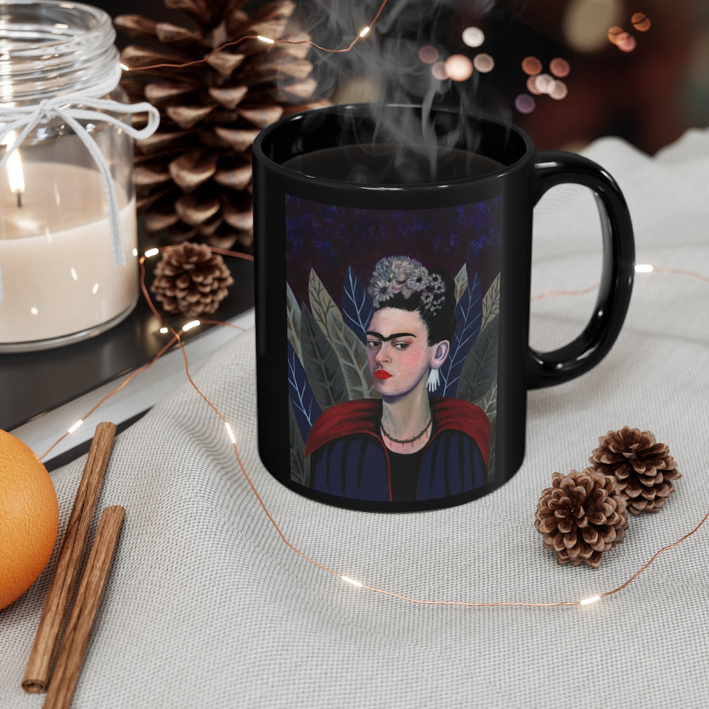 Frida Kahlo Vampire Goth Black mug. Halloween coffee mug