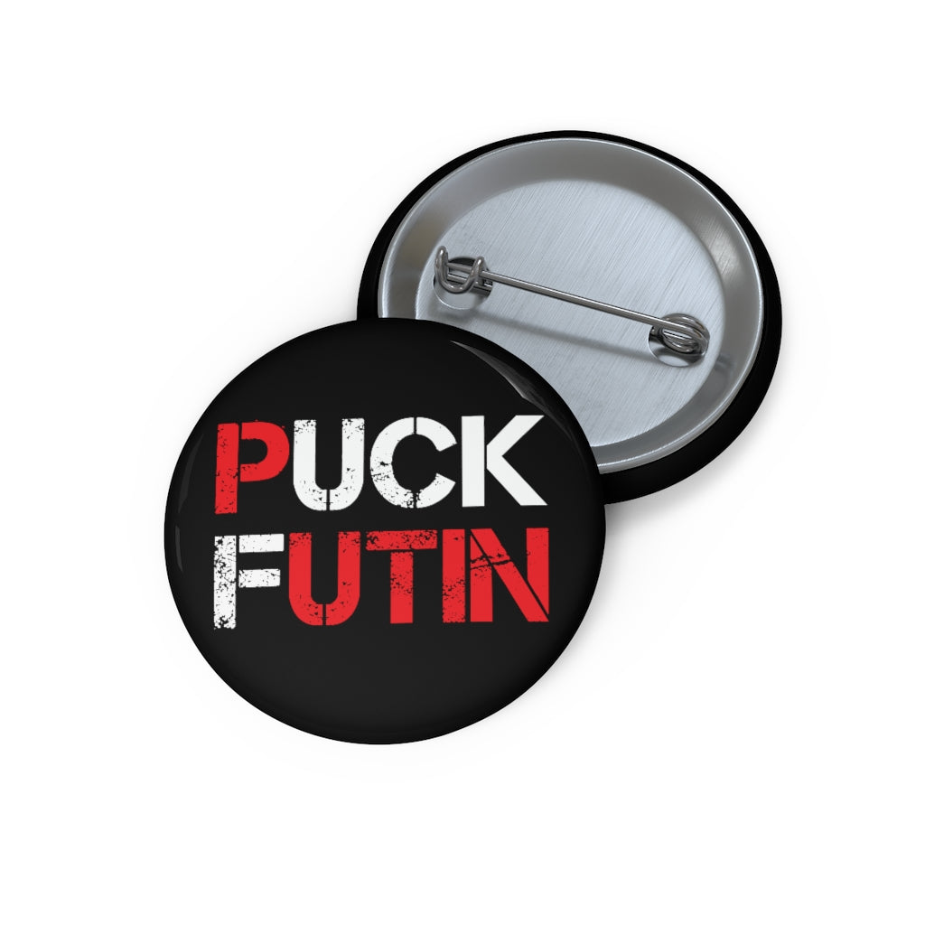 Puck Futin (F**k Putin) Pin Button. Stand with Ukraine. Support Ukraine button