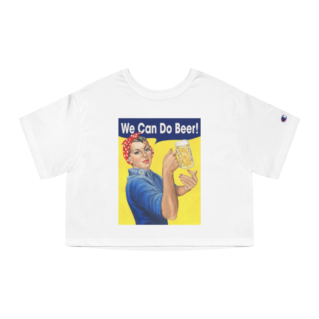 Rosie the Riveter with beer Women's Cropped T-Shirt.