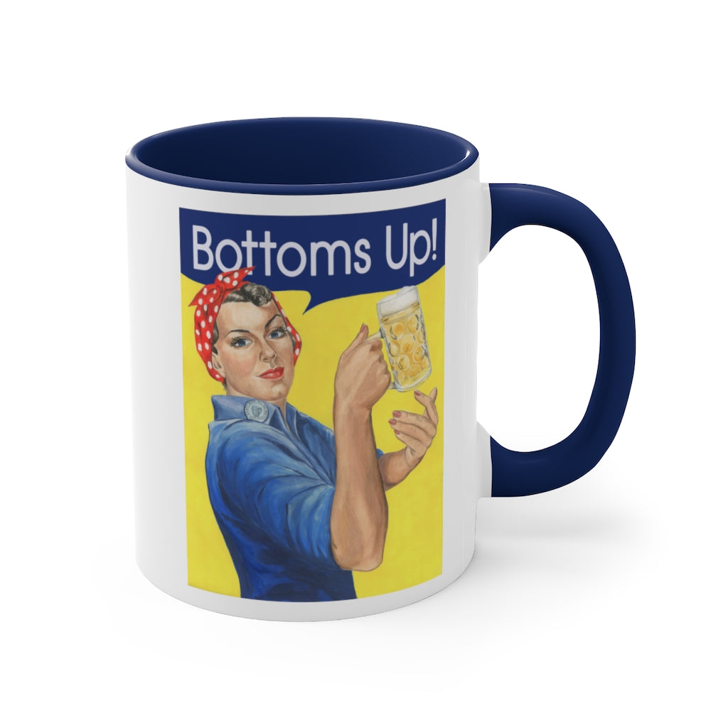 Bottoms Up Rosie the Riveter funny coffee mug