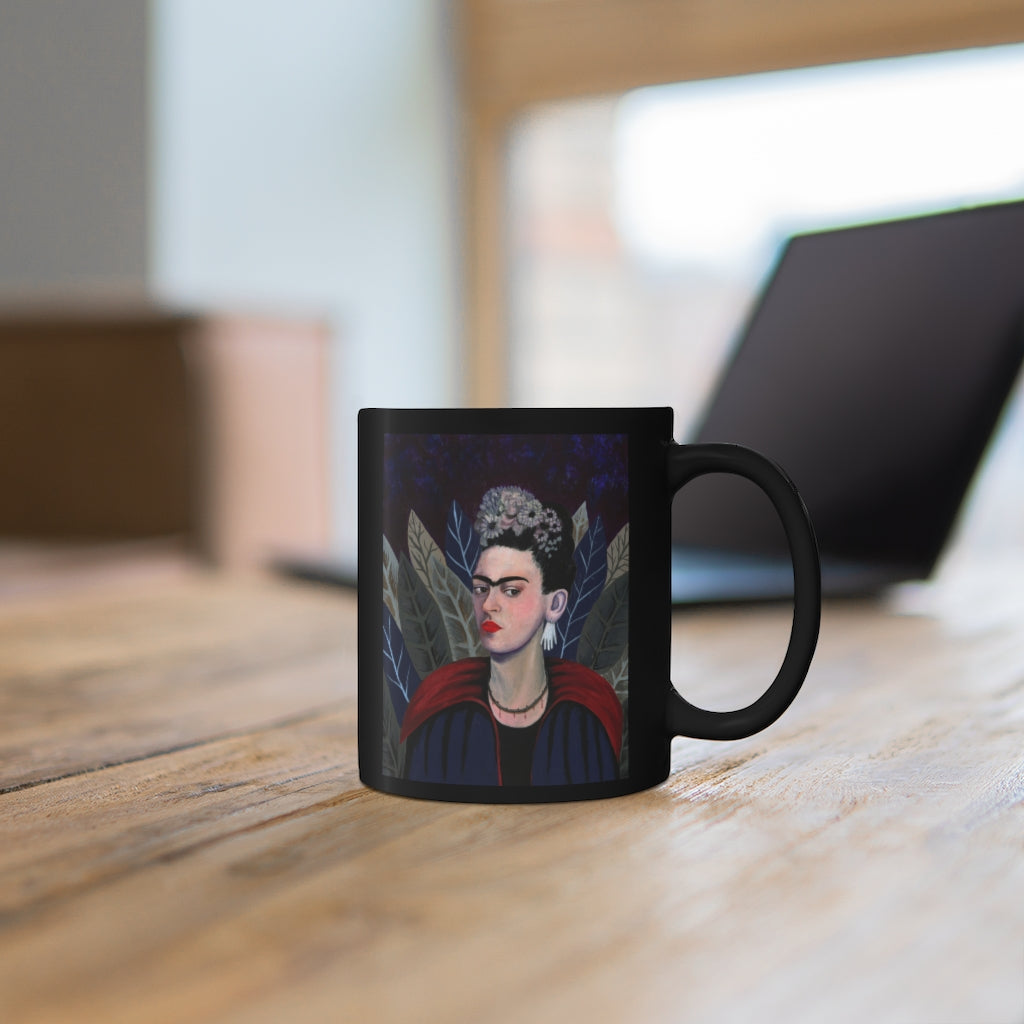 Frida Kahlo Vampire Goth Black mug. Halloween coffee mug