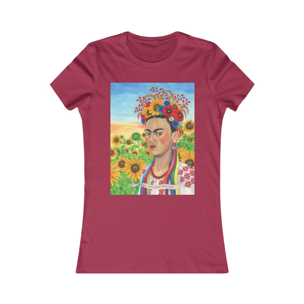 Ukrainian woman gifts. Women's Tee featuring Frida Kahlo as a Ukrainian woman