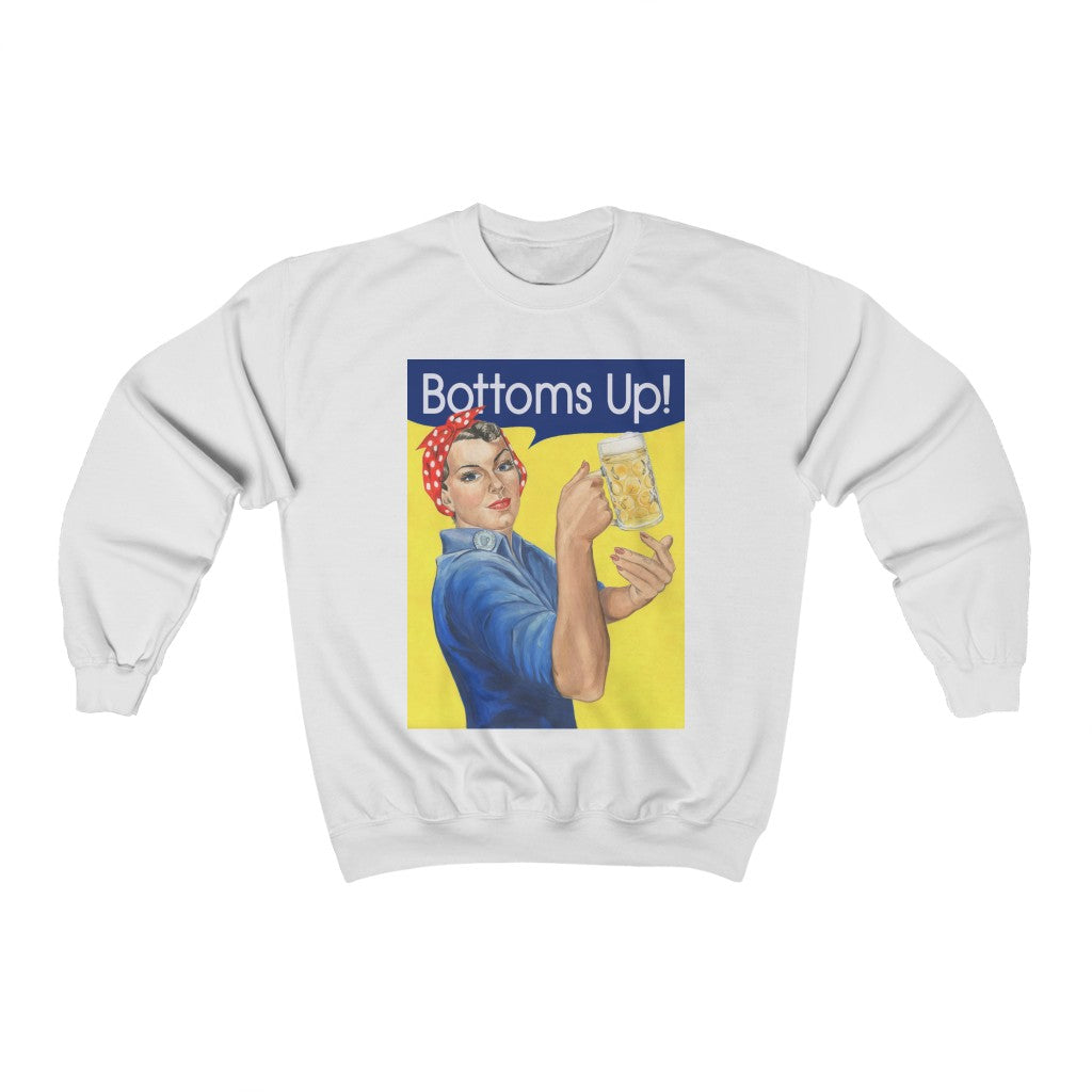 Rosie the Riveter sweatshirt. Buttoms up! funny beer sweatshirt