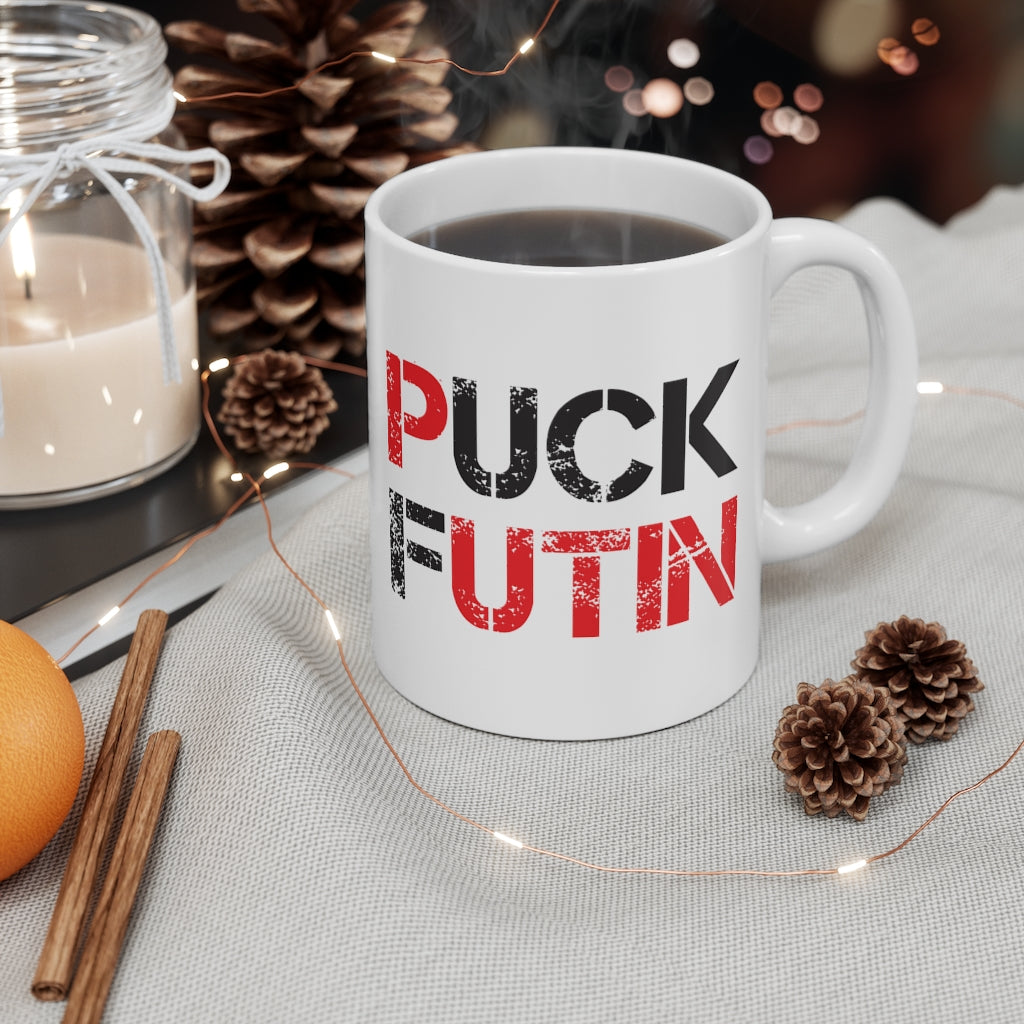 Puck Futin (F**K Putin) Coffee mug. Ukrainian Mug. Stand with Ukraine cup.