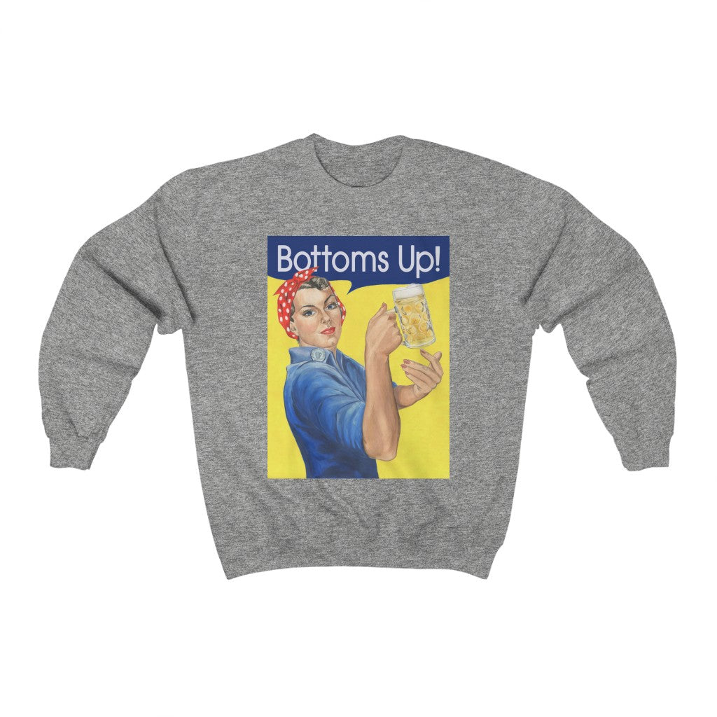 Rosie the Riveter sweatshirt. Buttoms up! funny beer sweatshirt