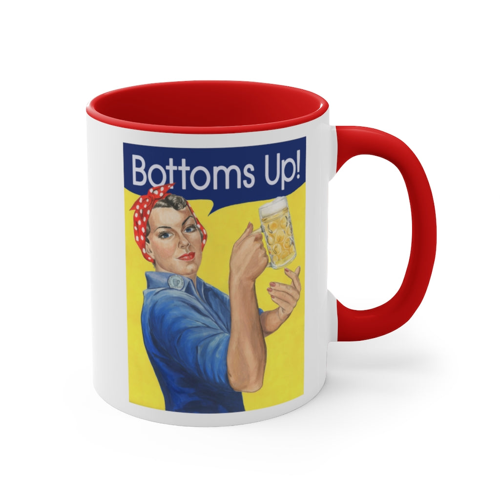 Bottoms Up Rosie the Riveter funny coffee mug