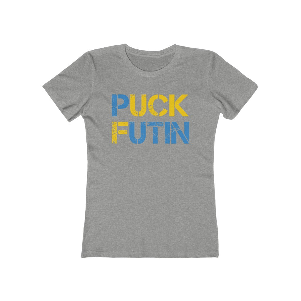 Puck Futin t-shirt. F*ck Putin shirt for women. Anti Putin women's tshirt. Stand with Ukraine Women's The Boyfriend Tee.