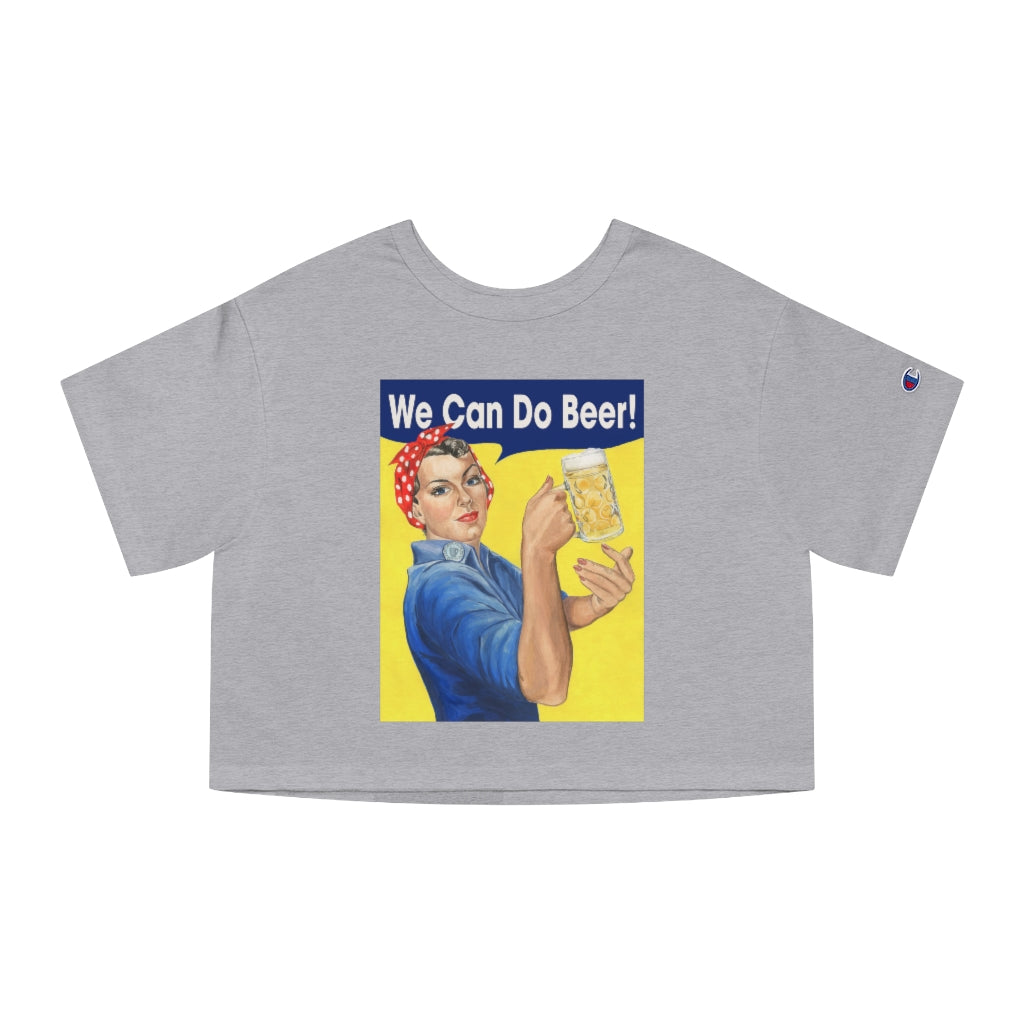 Rosie the Riveter with beer Women's Cropped T-Shirt.