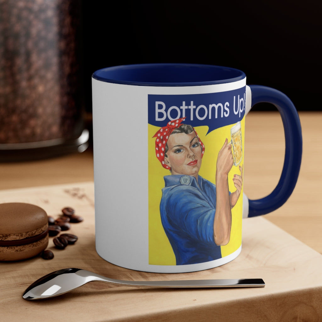 Bottoms Up Rosie the Riveter funny coffee mug