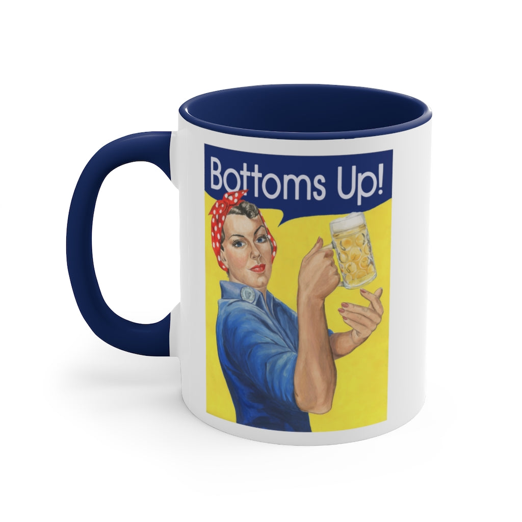 Bottoms Up Rosie the Riveter funny coffee mug