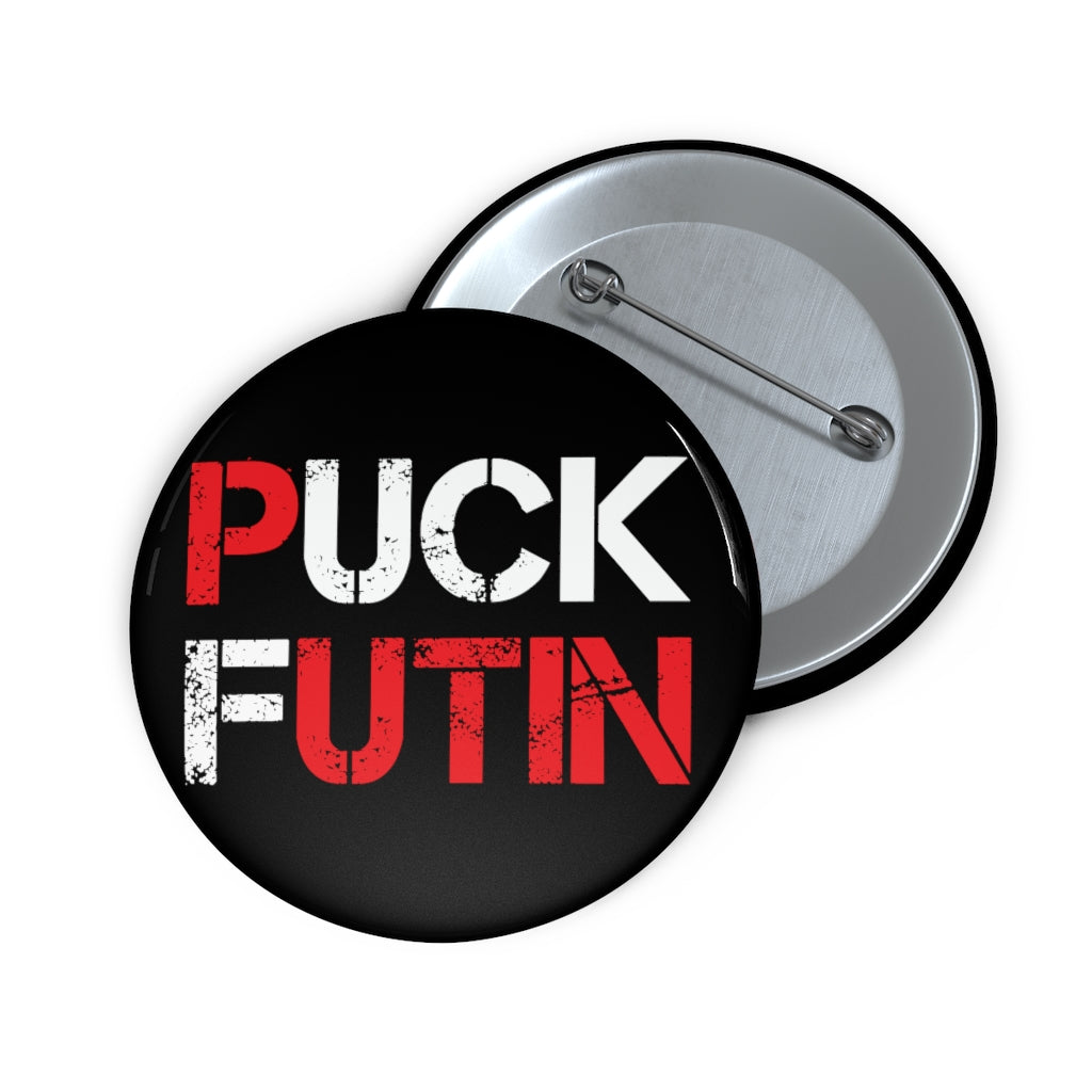 Puck Futin (F**k Putin) Pin Button. Stand with Ukraine. Support Ukraine button