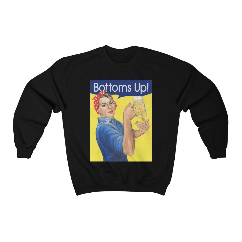 Rosie the Riveter sweatshirt. Buttoms up! funny beer sweatshirt