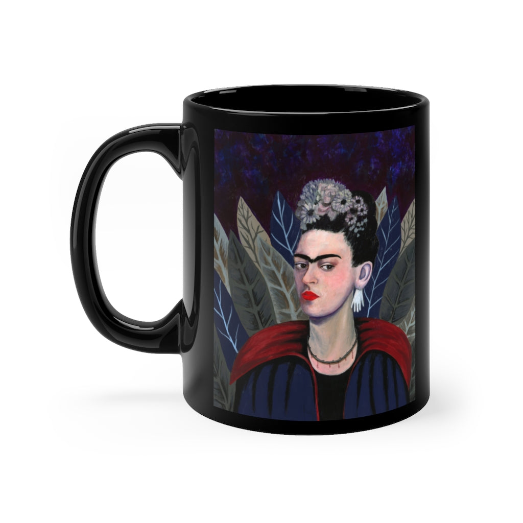 Frida Kahlo Vampire Goth Black mug. Halloween coffee mug