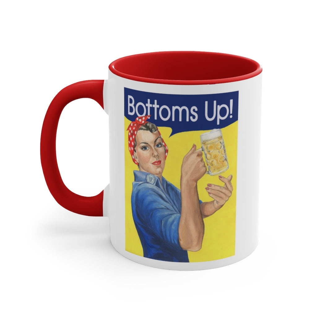 Bottoms Up Rosie the Riveter funny coffee mug