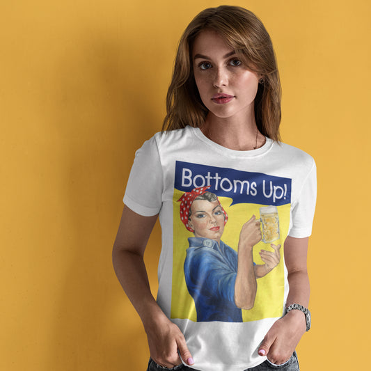 Rosie the Riveter tee. Buttoms up beer lover t-shirt