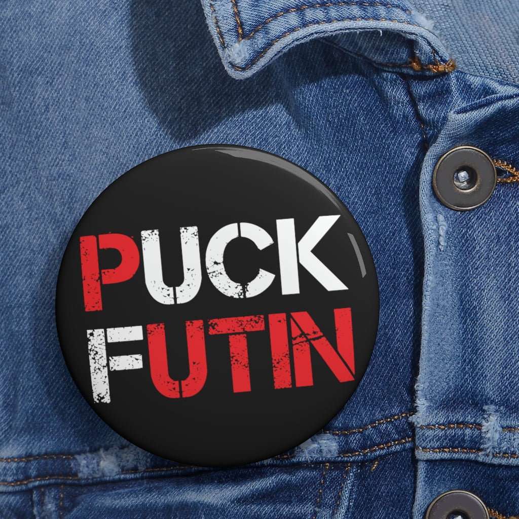 Puck Futin (F**k Putin) Pin Button. Stand with Ukraine. Support Ukraine button