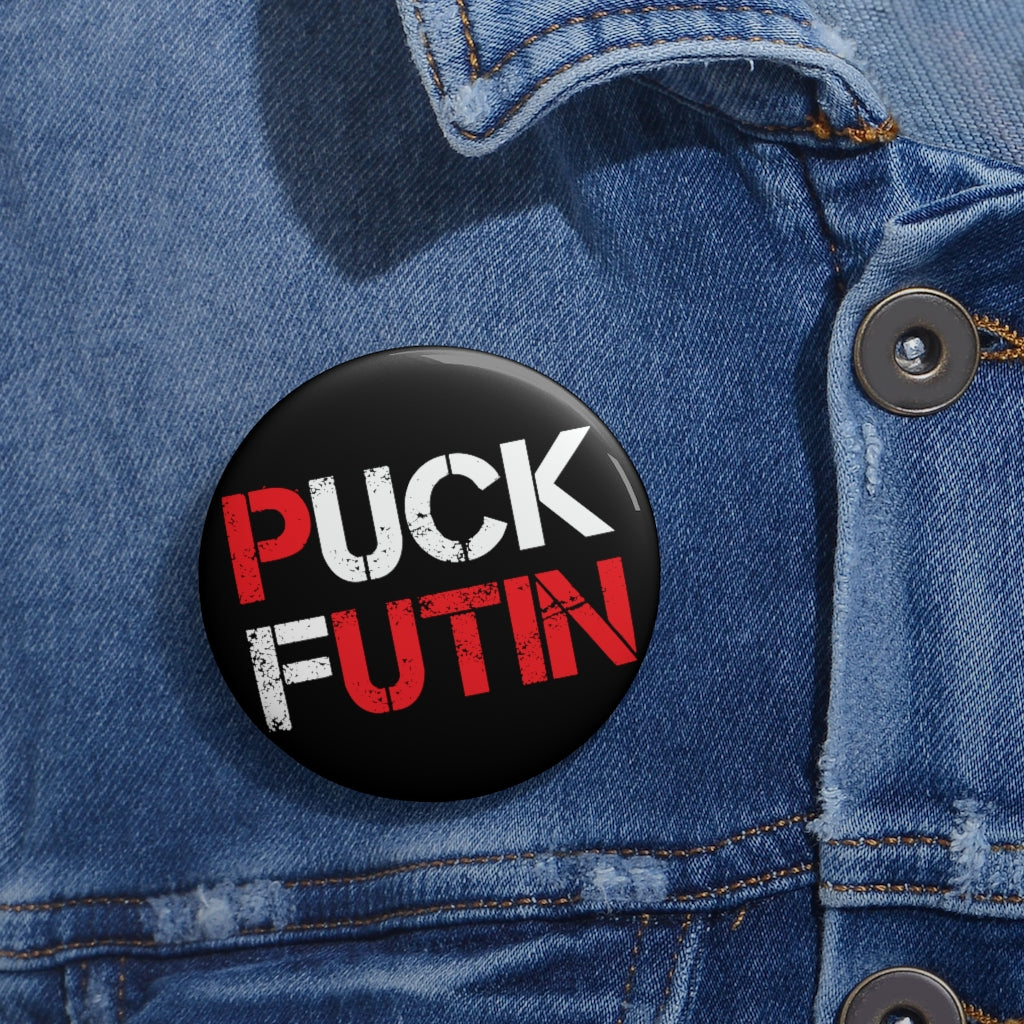 Puck Futin (F**k Putin) Pin Button. Stand with Ukraine. Support Ukraine button