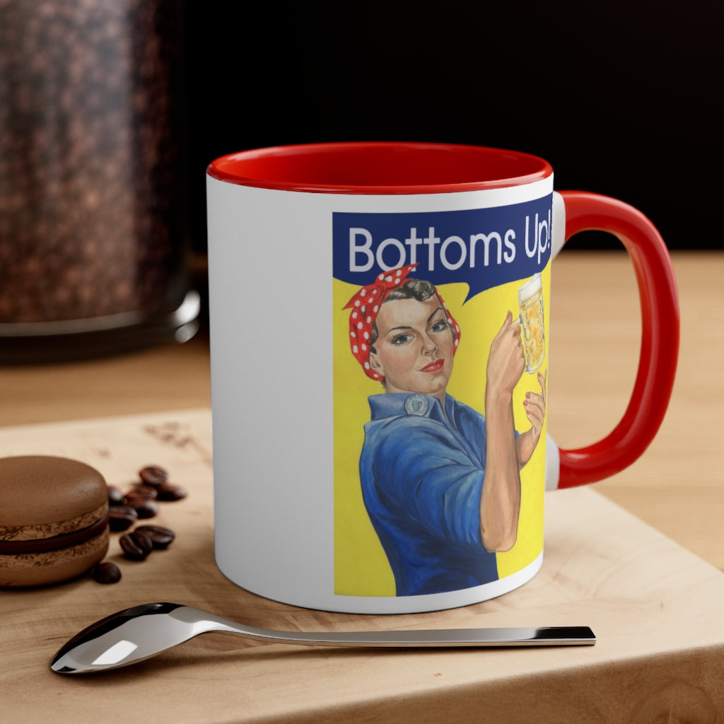 Bottoms Up Rosie the Riveter funny coffee mug