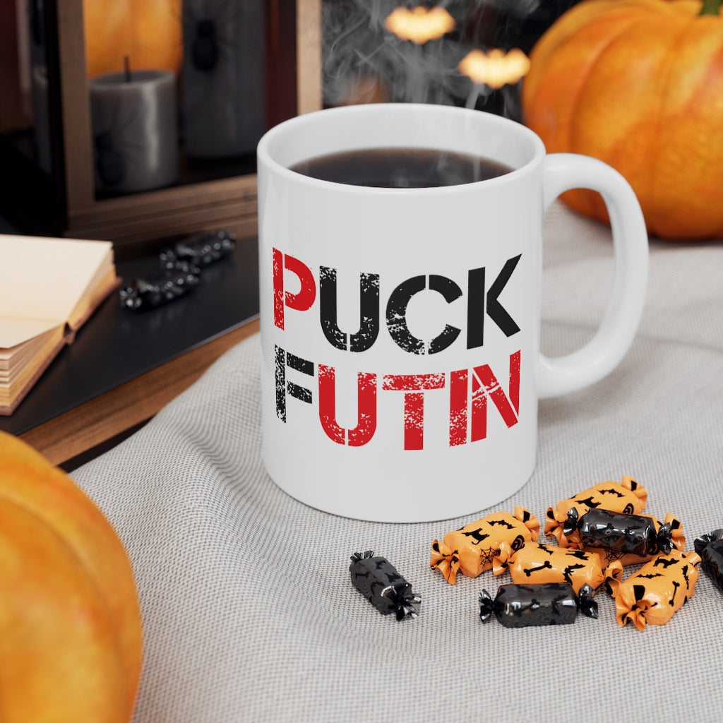 Puck Futin (F**K Putin) Coffee mug. Ukrainian Mug. Stand with Ukraine cup.