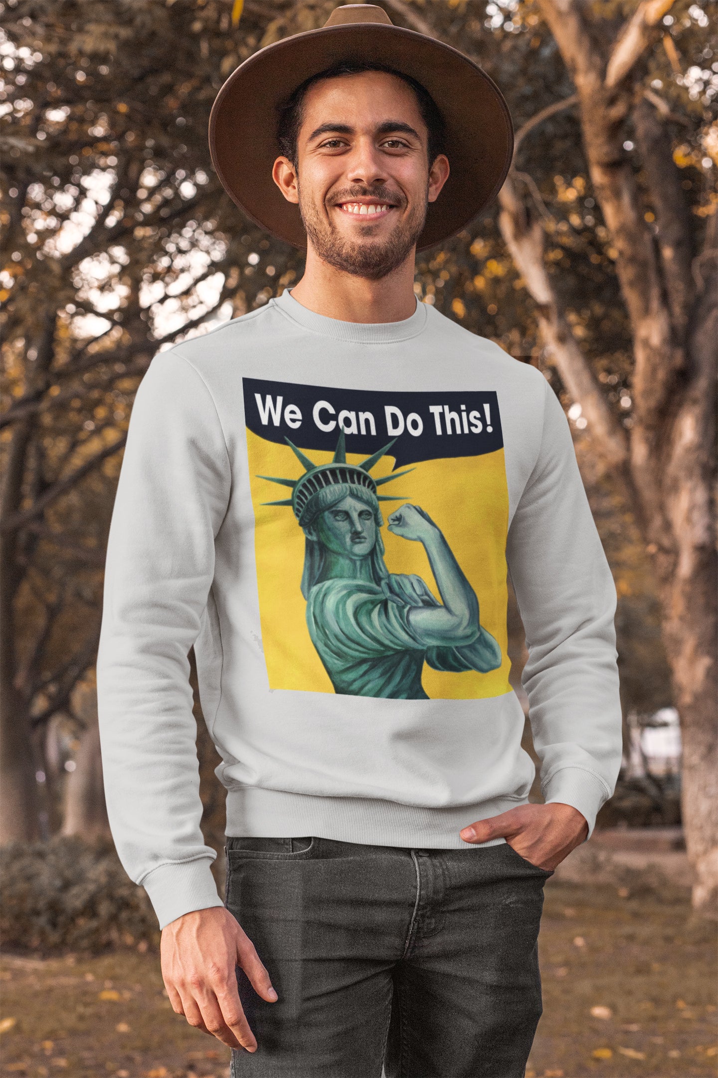 Statue of Liberty as Rosie the Riveter American Patriot Unisex Heavy Blend™ Crewneck Sweatshirt