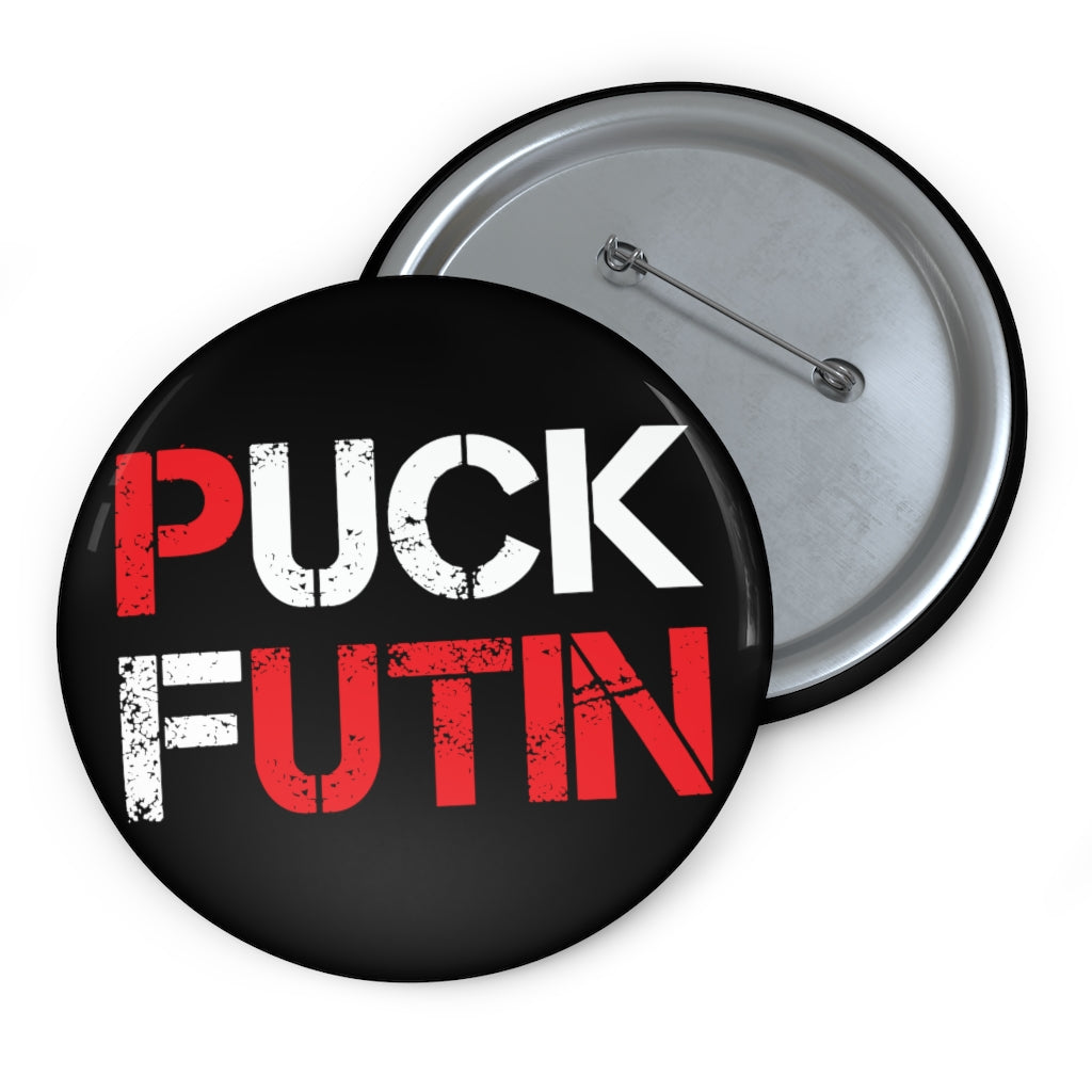 Puck Futin (F**k Putin) Pin Button. Stand with Ukraine. Support Ukraine button