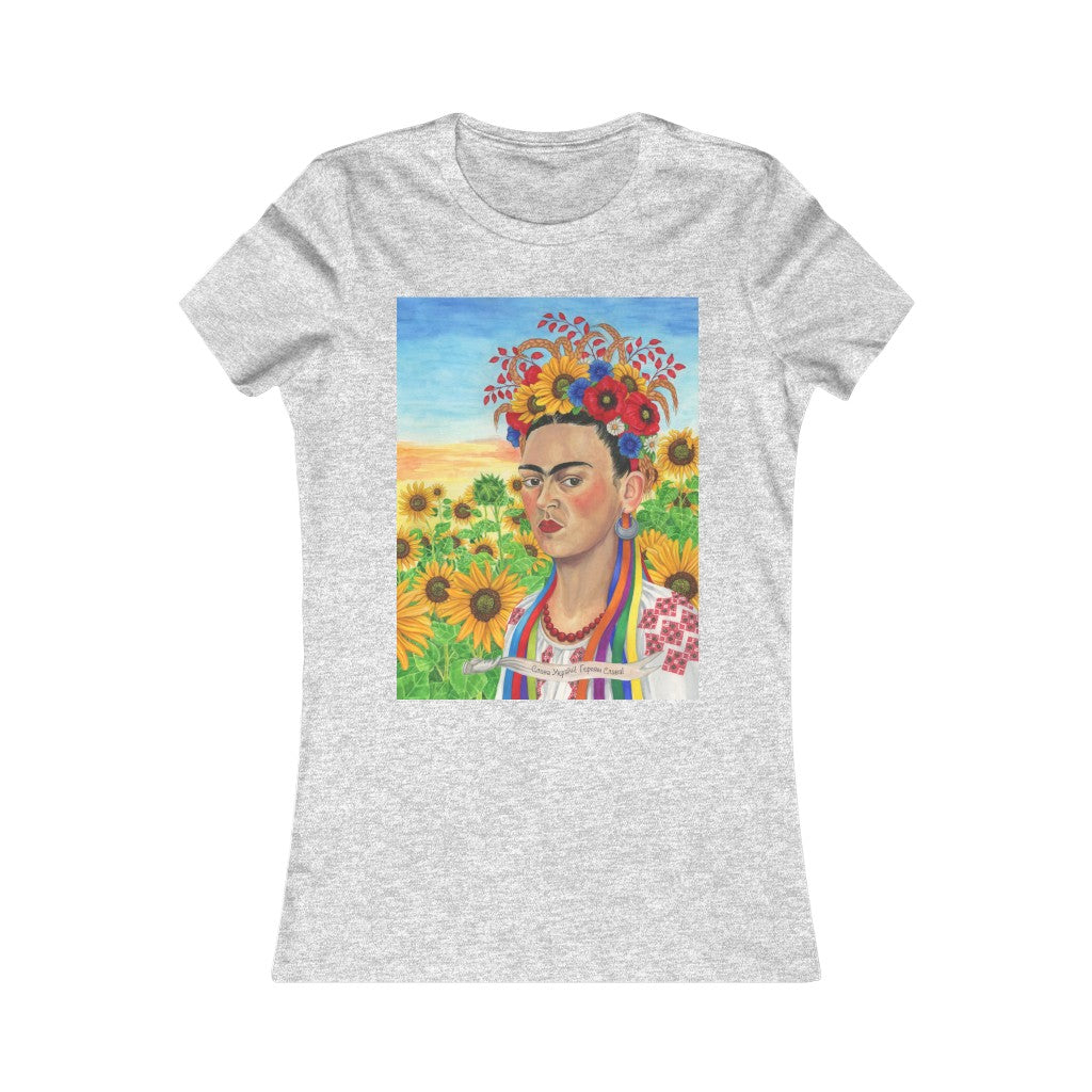 Ukrainian woman gifts. Women's Tee featuring Frida Kahlo as a Ukrainian woman