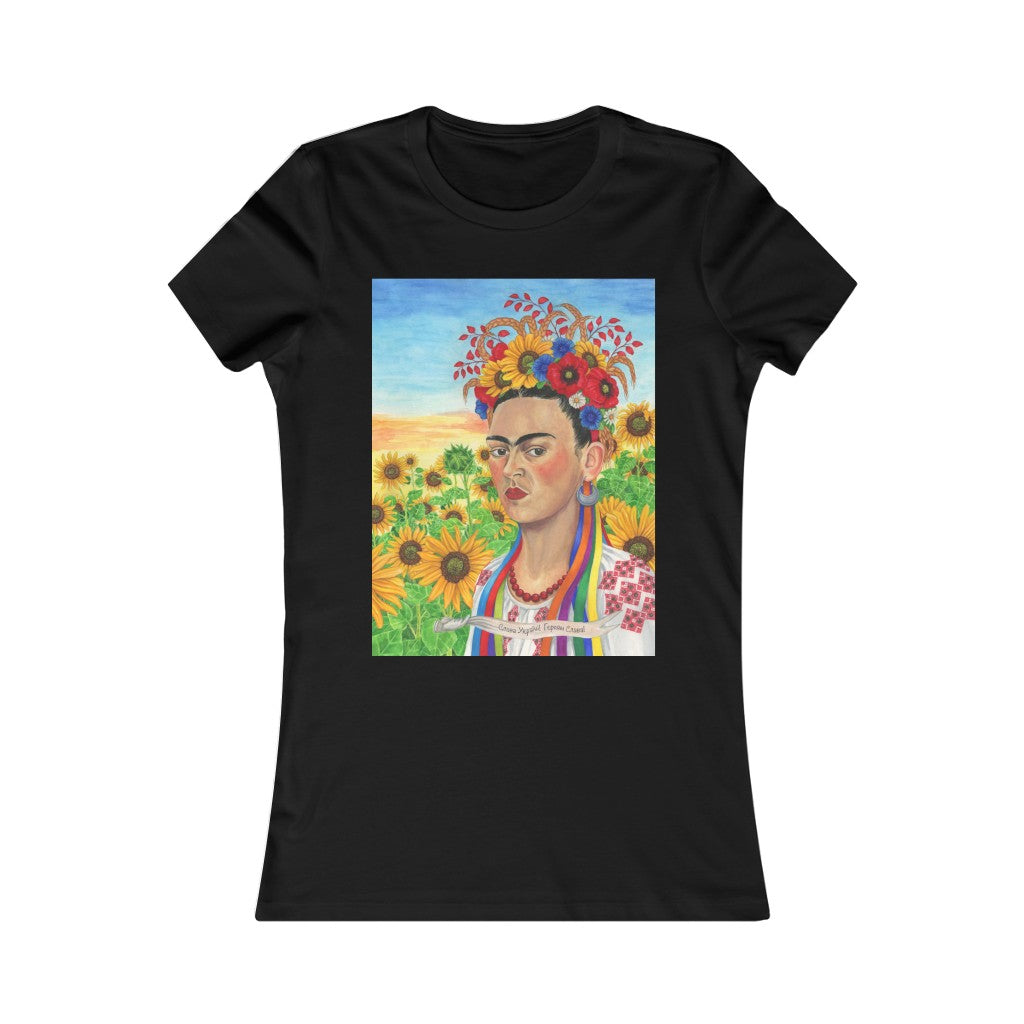 Ukrainian woman gifts. Women's Tee featuring Frida Kahlo as a Ukrainian woman