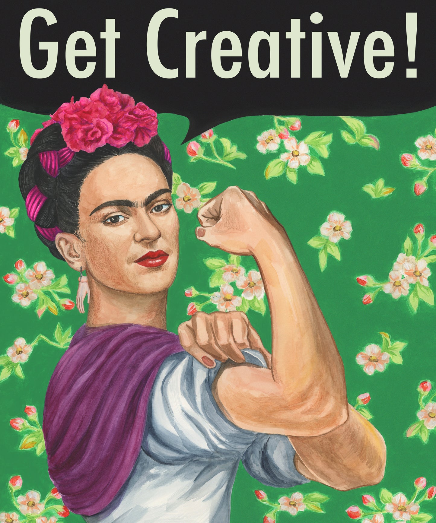 Frida Kahlo poster. Frida as Rosie the Riveter wall decor.