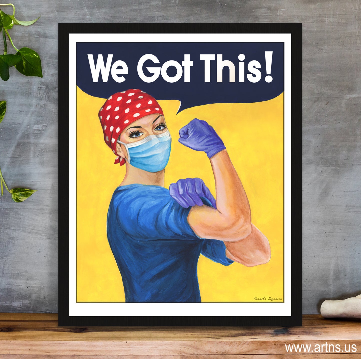 Rosie the Riveter as Strong nurse flexing her muscles Premium Matte vertical posters