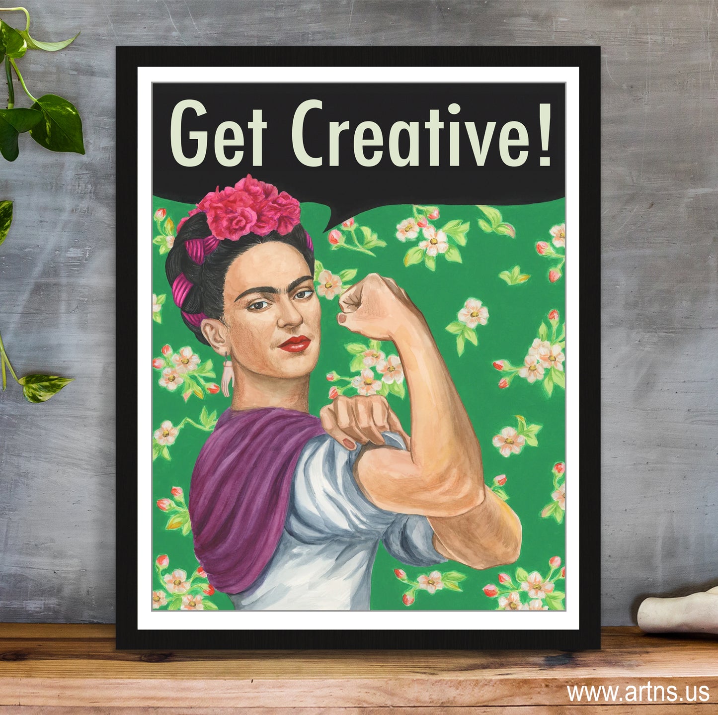 Frida Kahlo poster. Frida as Rosie the Riveter wall decor.