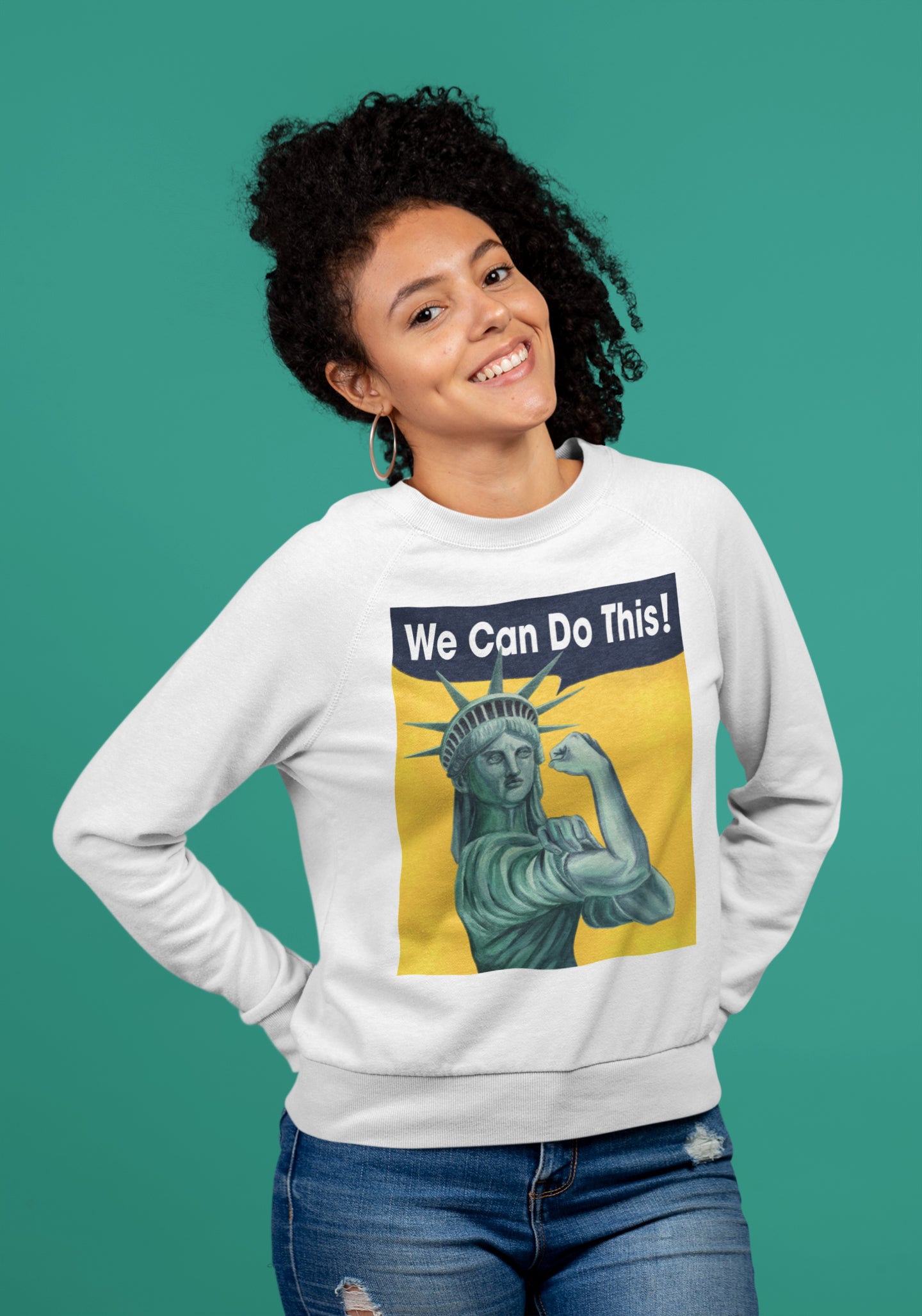 Statue of Liberty as Rosie the Riveter American Patriot Unisex Heavy Blend™ Crewneck Sweatshirt