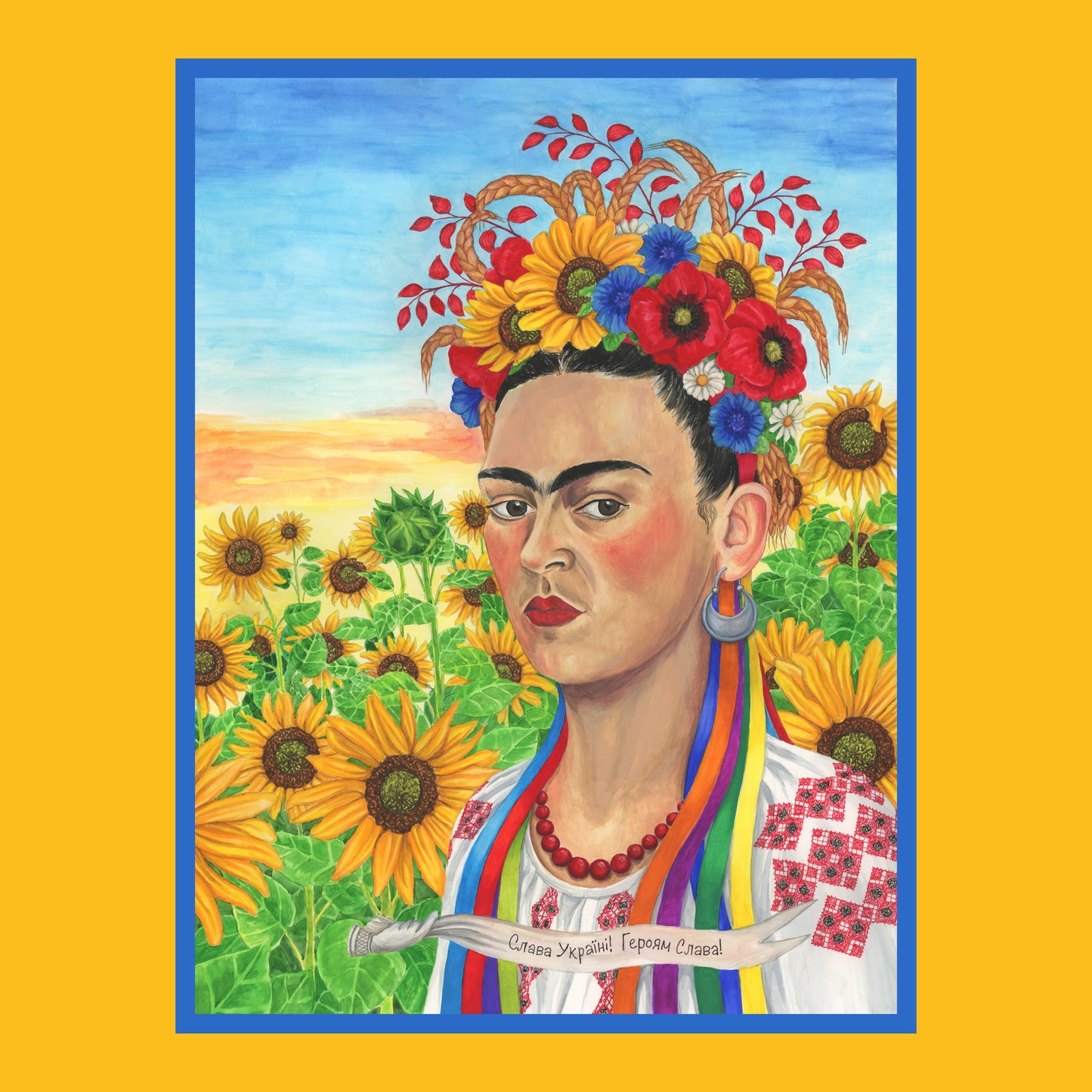 Frida Kahlo as a Ukrainian woman Tote Bag. Gift for a Ukrainian woman